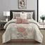 Blush Floral Microfiber Queen Comforter Set with Bonus Pillows