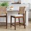 Cream Boucle and Seagrass Dark Brown Wood Bar Stool