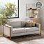 Madison Light Brown Faux Leather 2-Seater Sofa with Solid Wood Legs