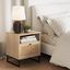 Mina Oak and Black Rattan 2-Drawer Nightstand