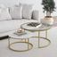 Modern Luxe Round Nesting Coffee Table Set, Glass & Marble on Gold Frame