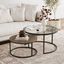 Stella 32" Round Rustic Oak and Glass Nesting Coffee Table Set