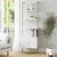 White and Gold Adjustable Ladder Bookcase with Cabinet