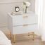 White Wave Pattern Nightstand with Gold Accents and 2 Drawers