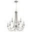 Brooks Satin Nickel 9-Light 2-Tier Candelabra Chandelier