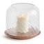 Medium Clear Glass and Acacia Wood Hurricane Candle Holder