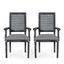 Elegant Gray Fabric Upholstered High-Back Arm Chair with Cane Detail, Set of 2