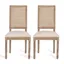 Elegant Beige Parsons Side Chair with Cane Backrest and Fluted Legs, Set of 2