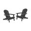 Rustic Dark Gray Acacia Wood Folding Adirondack Chair Pair