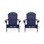 Navy Blue Rustic Acacia Wood Folding Adirondack Chair Set