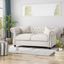 Beige Tufted Fabric Chesterfield Loveseat with Nailhead Trim