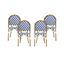 Chic Bamboo-Finished Aluminum Bistro Chairs in Blue/White (Set of 4)