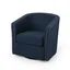 Maya Handcrafted Blue Fabric Swivel Club Chair with Metal Frame