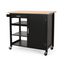 Black and Natural Wood Kitchen Cart with Storage