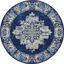 Navy Blue Medallion Round Synthetic Large Rug