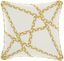 Yellow and Ivory Geometric Embroidered Outdoor Throw Pillow, 18" x 18"