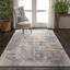 Abstract Grey and Beige Synthetic 5'3" x 7'3" Easy Care Rug