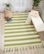 Solano Ivory & Green Striped 5' x 7' Hand Woven Wool Blend Rug