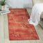 Flame Red and Green Synthetic Handmade Runner Rug, 8 Feet