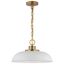 Matte White and Burnished Brass Modern Bowl Pendant Light