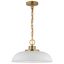 Matte White and Burnished Brass Modern Bowl Pendant Light