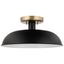 Colony Modern Matte Black and Burnished Brass 15" Semi-Flush Bowl Light