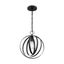 Pendleton 12" Matte Black Nickel-Banded Globe Pendant Light