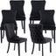 Black Velvet Upholstered Dining Chairs with Nailhead Trim, Set of 6