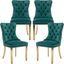 Green Velvet Upholstered Dining Chairs with Gold Legs, Set of 4