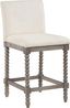 Abbott 26" Spindle Counter Stool with Padded Linen Seat, Brushed Grey Wood