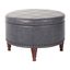 29" Round Pewter Faux Leather Storage Ottoman with Tray