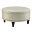 Augusta 33'' Round Storage Ottoman in Luxe Red Bonded Leather with Nailhead Accents