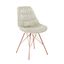 Mid-Century Modern Cream Faux Leather Chair with Rose Gold Metal Base