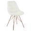 Mid-Century Modern Langdon White Faux Leather Side Chair with Rose Gold Metal Base