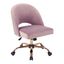 Mauve Leather and Metal 29" Swivel Accent Chair