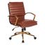 Saddle Faux Leather Mid-Back Chair with Gold Finish Base