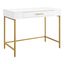 Sleek White and Gold Modern Life Writing Desk with Storage Drawer