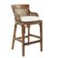 Antique Brown Rattan Bar Stool with White Cotton Cushion