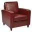 Crimson Red Leather Accent Chair with Wood Legs