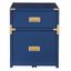 Lapis Blue 2-Drawer Mobile File Cabinet with Metal Accents