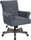 Contemporary Navy Fabric Task Chair with Brushed Grey Wood Base