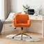 Orange Velvet Swivel Office Chair with Gold Metal Base