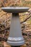 Gray Ceramic Locking Top Bird Bath Stand