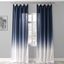 Ombre Blue Faux Linen Light-Filtering Curtain Panel 50x84