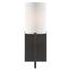 Sleek Black Forged Cylinder Wall Sconce with White Silk Shade