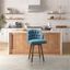 Blue Upholstered Swivel Counter Stool with Dark Wood Legs