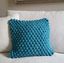 Teal Hand Looped Cotton 18" Square Throw Pillow