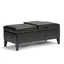 Midnight Black Tufted Faux Leather Cocktail Ottoman with Tray & Storage