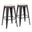Industrial Charm Black Steel and Natural Wood Barstool - Set of 2