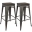 Antique Espresso & Black Industrial Swivel Bar Stool Set